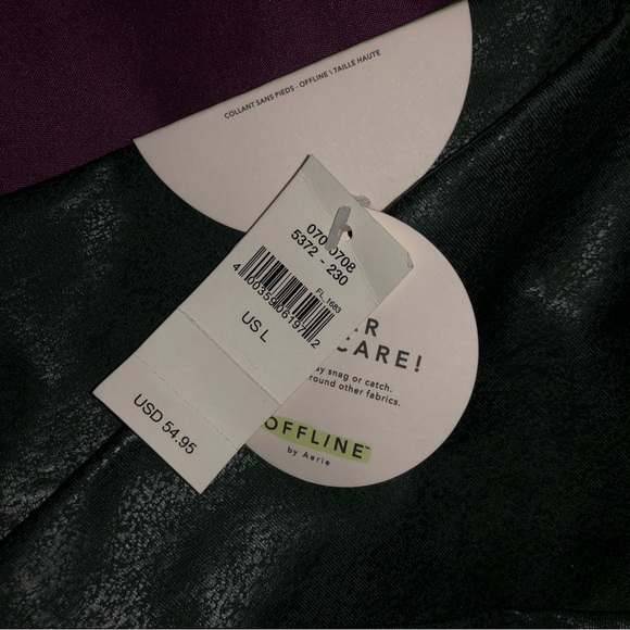 NWT aerie offline leggings dark green metallic like print - Picture 3 of 7